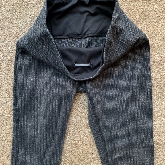 Lululemon 4 Runder Under Rulu Pant Herringbone Black Grey Tight Legging Speed - Picture 4 of 13